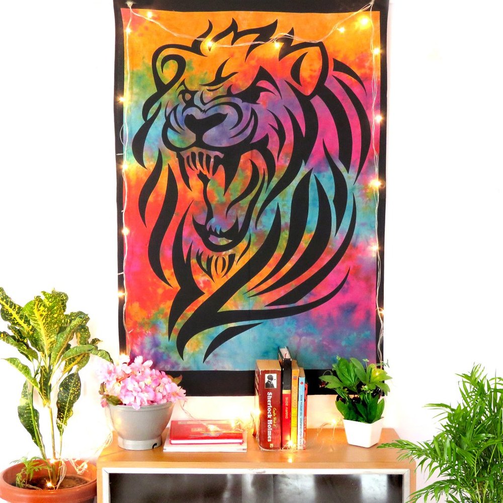 Multi Wall Lion Roar Art Poster Cotton Tapestries